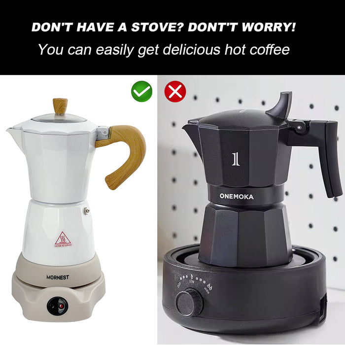 Mornest Electric Moka Coffee Maker Pumpkin Pot Classic Italian Auto Power Off 6Cup