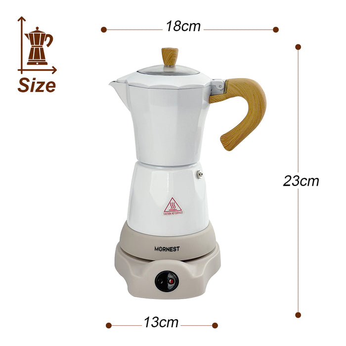 Mornest Electric Moka Coffee Maker Pumpkin Pot Classic Italian Auto Power Off 6Cup