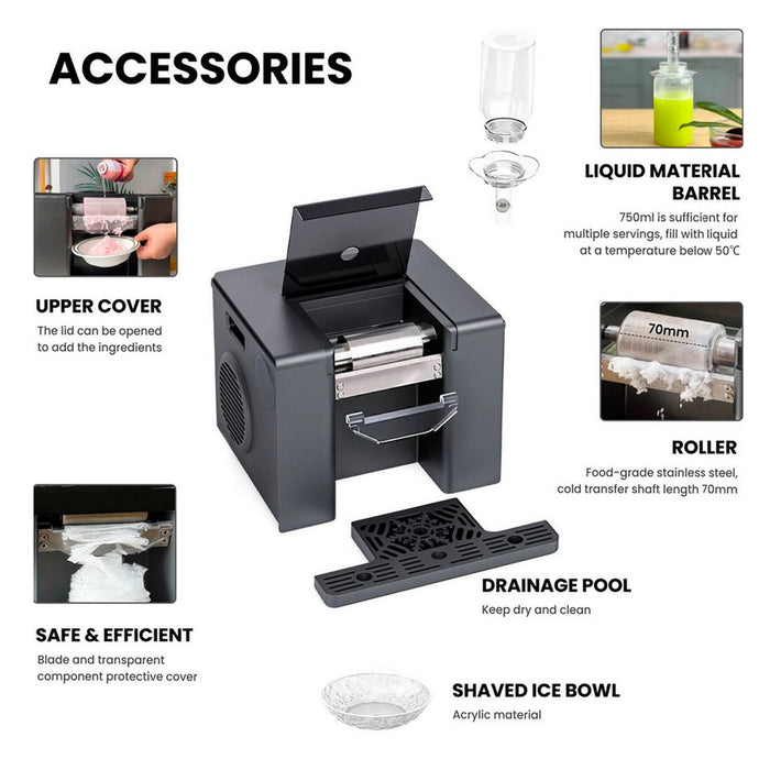 Commercial Snowflake Ice Maker 60kg/Day – Stainless Steel Auto-Clean Ice Shaver Machine with Touch Screen for Restaurants, Dessert Shops, Cafés &amp; Home Use