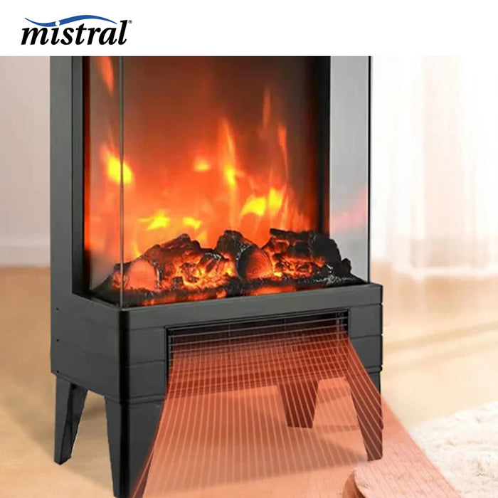 Mistral 2000W Flame Effect Electric Heater 2 Heat Settings With Remote Control AUSTOCK