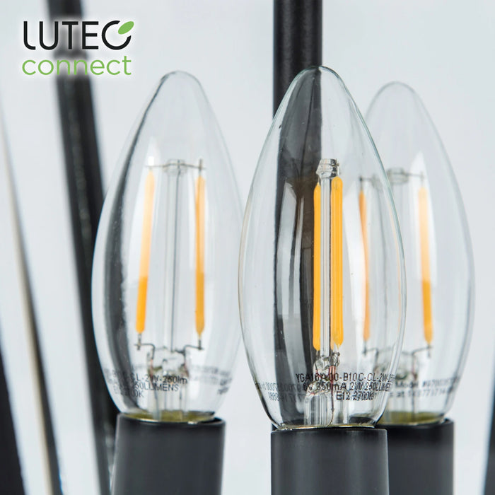 LUTEC Cast Aluminium Wireless Solar LED Lamp Post Light Yard 2.27m Lantern Glass
