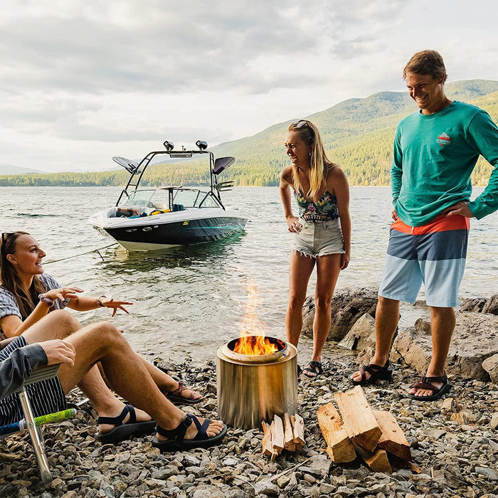 TOW Smokeless Fire Pit 15inch Wood Burning Fireplaces Portable Outdoor Bonfire Firepit with Stand, Backyard, Patio & Camping, Stainless Steel, Easy Ignition & Setup