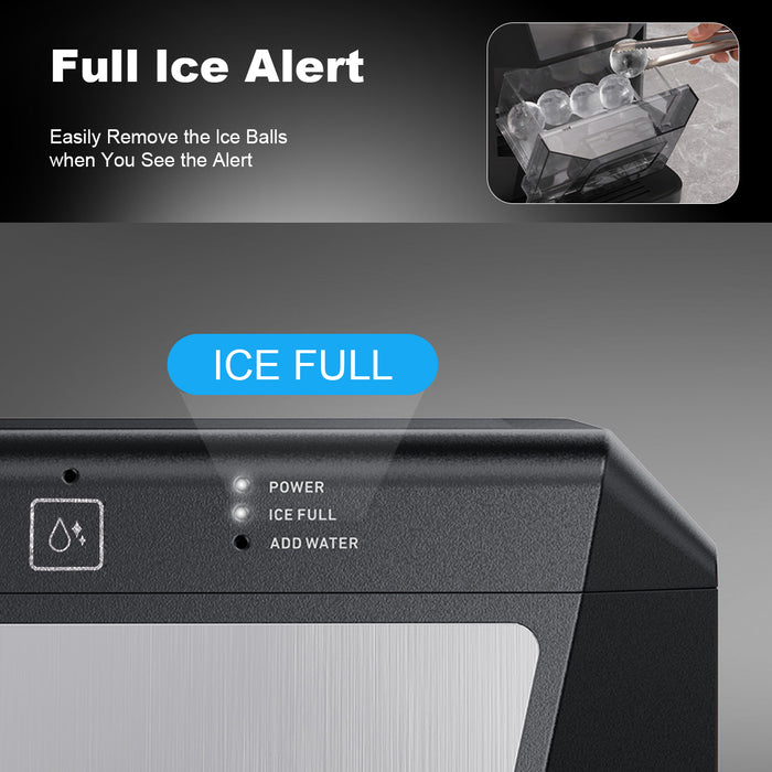 Mornest Clear Ice Ball Maker Machine - 2 Ice Balls in 55 Mins, 40/Day - Self-Cleaning Countertop Sphere Ice Maker with LED Display &amp; Ice Tong, for Whiskey, Bourbon, Scotch, Cocktails