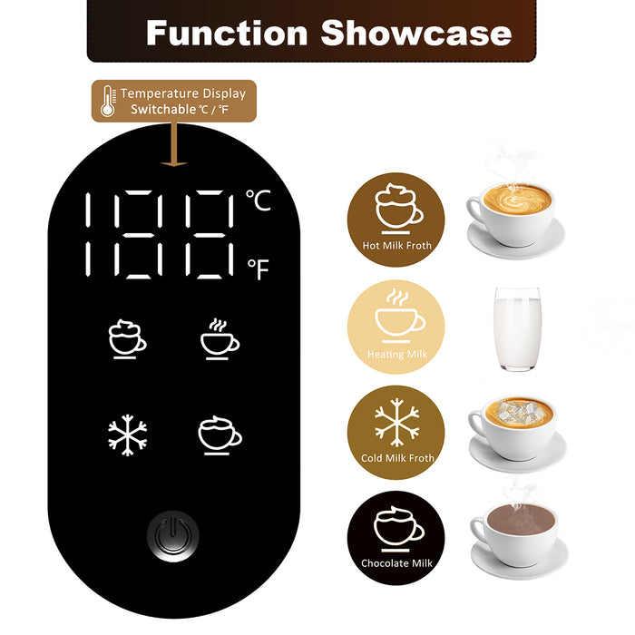 Mornest 4-in-1 Electric Milk Frother, 580ML Automatic Coffee Frother with Digital Display, 2-Min Quick Foaming for Coffee, Latte, Hot Chocolate, Hot Chocolate, Cappuccino, Macchiato
