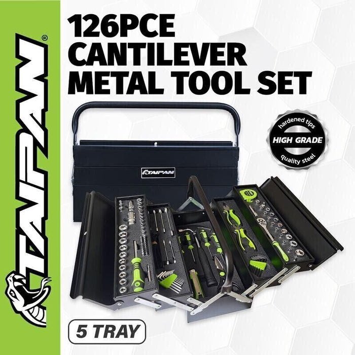 Taipan Assorted Range126PCE Hand Tools Set Metal transportable case Handyman AU