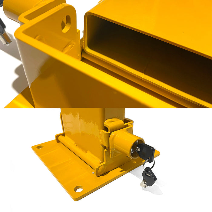 Keyed Alike Bollard Rectangle Fold Down Car Parking Lock Safety Barrier 80cm 2Key