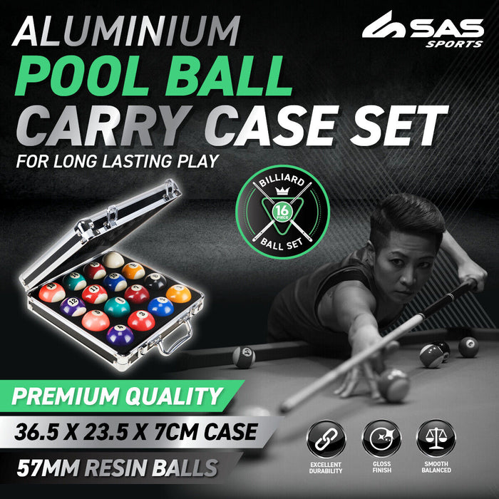 Billiard Pool / Snooker Ball Set 16/22pcs With Aluminium Carry Case Sports