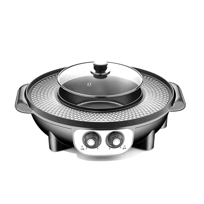 42cm Electric 2 In 1 Non-Stick BBQ Plate Hot Pot Pan For Party Shabu Grill Barbecue Trade Me