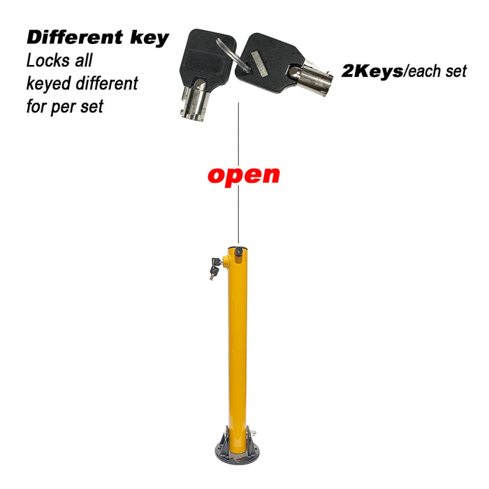 Heavy-duty Parking Bollard locker Barrier Vehicle 2 Side Fold-down Design Cast Steel Base 60cm