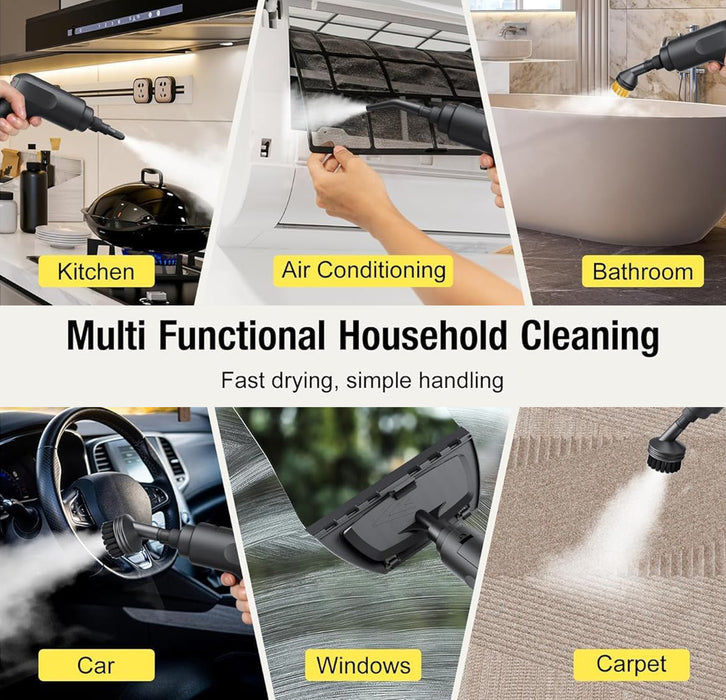 Handheld Steam Cleaner with 10-Piece Accessories, 3-Speed Adjustable Handle, Multi-Surface High-Pressure Steam Chemical-Free Cleaning