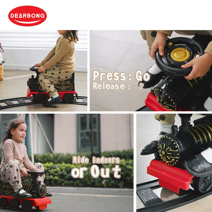 Kids Eelectric Ride On Train Toy Car With Track Toy 6 Wheels Extra Music 3-Color Light -2018C