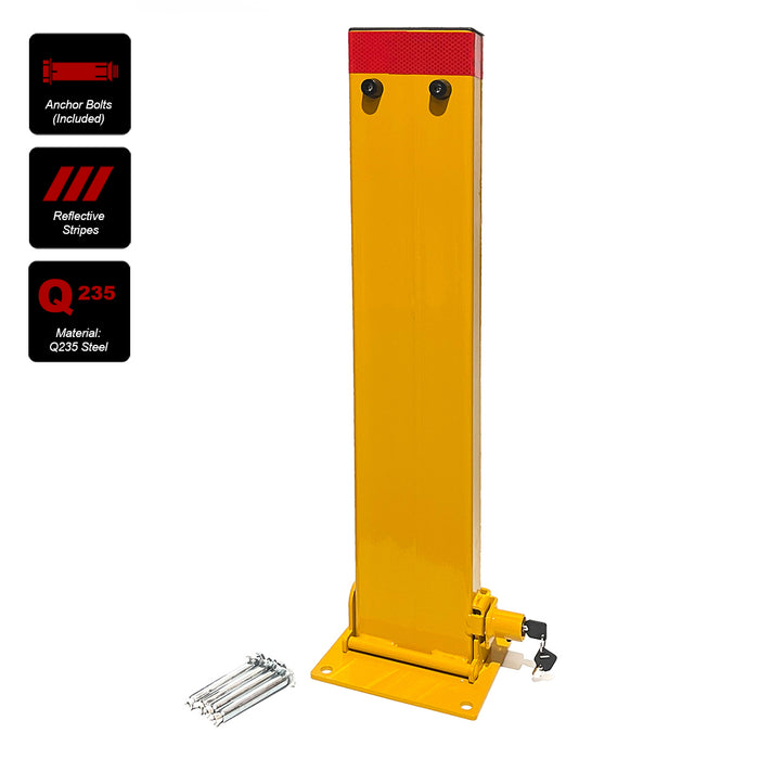 80cm Rectangle Fold Down Car Parking Bollard Lock Heavy Duty Safety Barrier 2 Keys