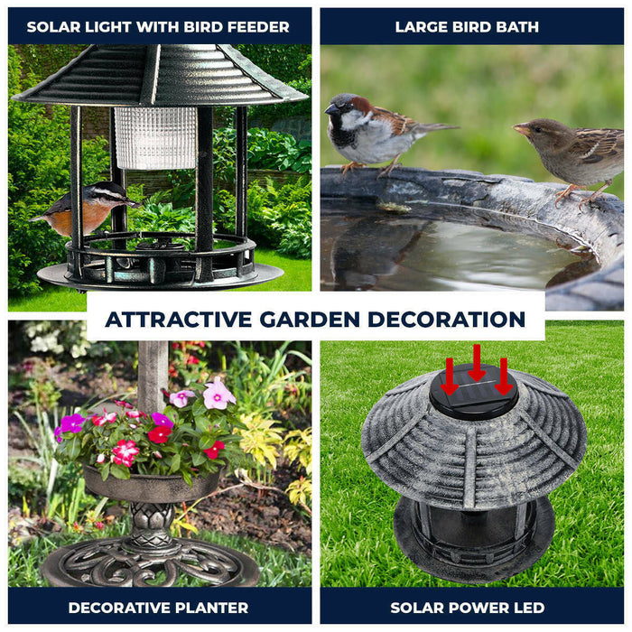 Garden Greens With Feeding Station And Lights 1M Bird Bath Solar Power Trade Me