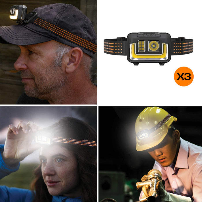 CHRISTMAS Sales & Deals 3x Duracell LED Headlamps With UV Beam 575 Lumens Weather Proof 6 Lighting Modes