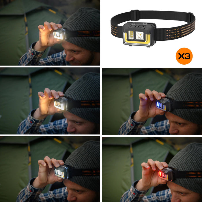 CHRISTMAS Sales & Deals 3x Duracell LED Headlamps With UV Beam 575 Lumens Weather Proof 6 Lighting Modes