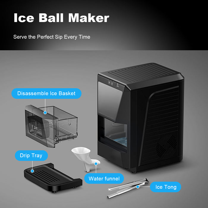 Mornest Clear Ice Ball Maker Machine - 2 Ice Balls in 55 Mins, 40/Day - Self-Cleaning Countertop Sphere Ice Maker with LED Display &amp; Ice Tong, for Whiskey, Bourbon, Scotch, Cocktails