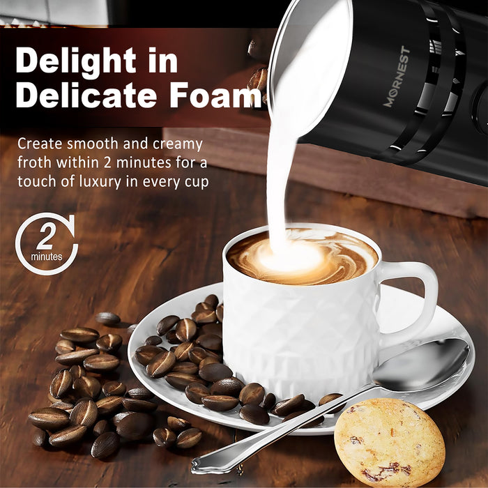 Mornest 4-in-1 Electric Milk Frother, 580ML Automatic Coffee Frother with Digital Display, 2-Min Quick Foaming for Coffee, Latte, Hot Chocolate, Hot Chocolate, Cappuccino, Macchiato