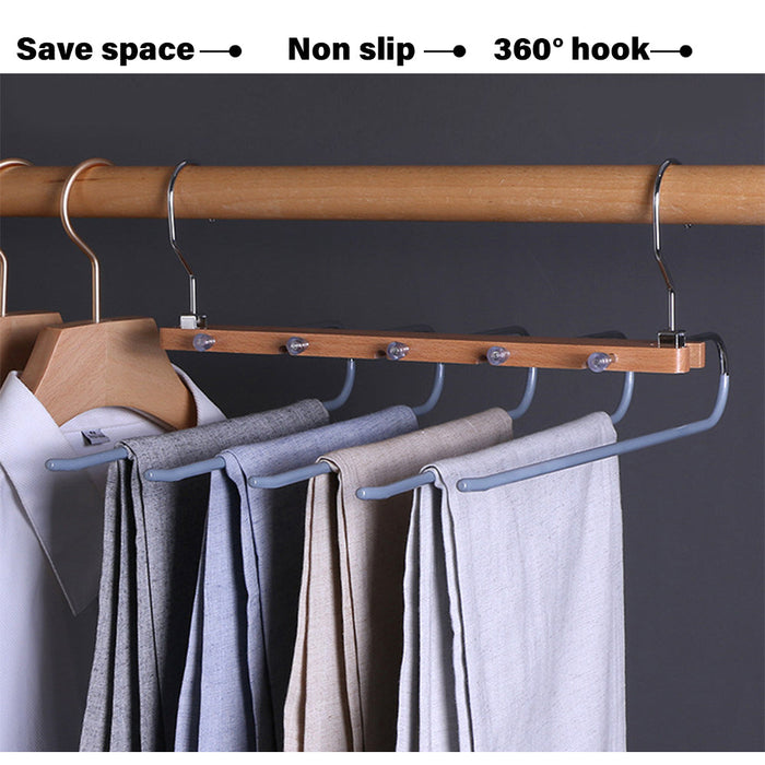 5in1 Wooden & Solid Metal Magic Hanger Pant Clothes Tie Rack Save Space Non Slip Trade Me