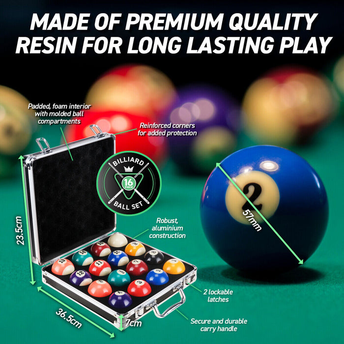 Billiard Pool / Snooker Ball Set 16/22pcs With Aluminium Carry Case Sports