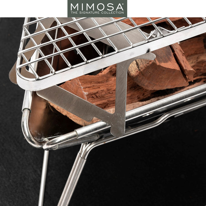 Mimosa Durable Stainless Steel Folding BBQ Fire Pit 12L Capacity 56cm Portable
