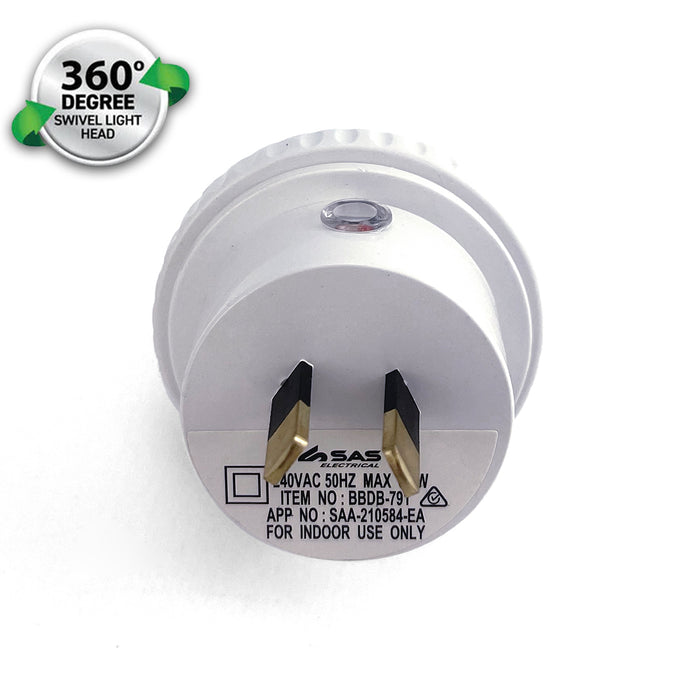 3X 360 Degree Swivel Night Light Auto Sensor Auto LED 240 V Plug In 6.5 x 5cm AU
