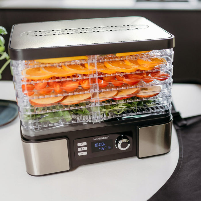 Mornest 5-Tray Food Dehydrator Machine, 400W Electric Food Dryer for Jerky, Fruits, Vegetables, Dog Treats, Herbs, Snacks - Adjustable Temperature & 24H Timer, LCD Display, Silicone Tongs Included
