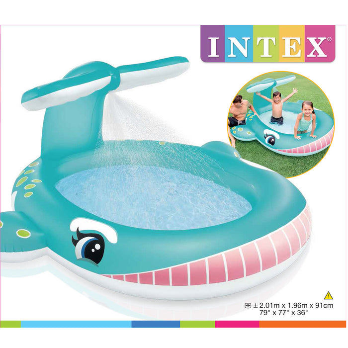 Intex Whale Spray Pool Kids Water Fun Inflated Pool Sports Outdoor Play Toys