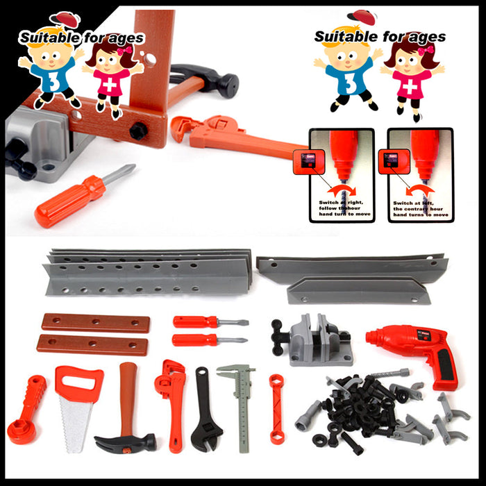 Tool Box Work Bench With Battery Operated Drill Set kids Pretend Play Toys 55pcs Trade Me