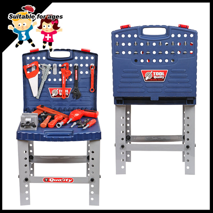 Tool Box Work Bench With Battery Operated Drill Set kids Pretend Play Toys 55pcs Trade Me
