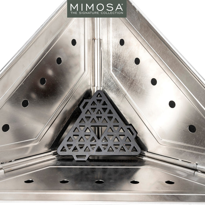 Mimosa Durable Stainless Steel Folding BBQ Fire Pit 12L Capacity 56cm Portable