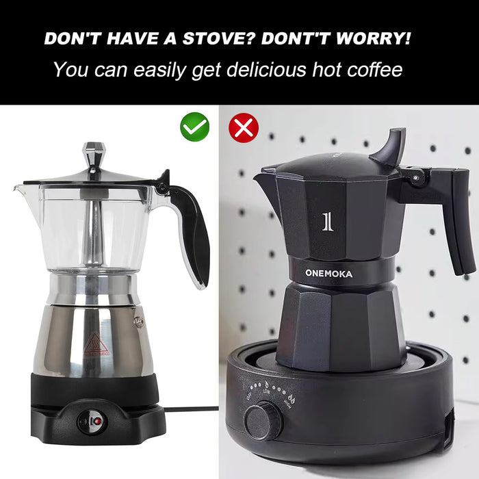 Electric Moka Coffee Maker 6 Cups Italian Classic PC Stainless Steel Espresso