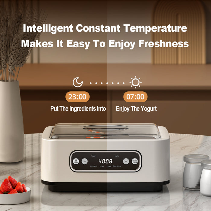 Mornest Yogurt Maker with 9 Glass Jars, Customisable Time &amp; Temperature Control for Greek, Kefir &amp; Homemade Yogurt, Multi-Functional Fermentation Machine for Probiotic Dairy &amp; Natto
