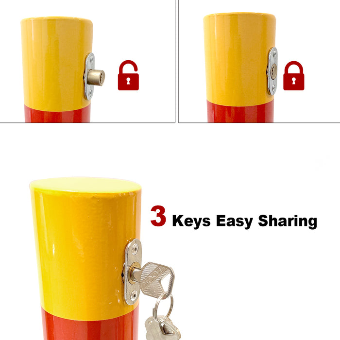 Parkero 90cm Fold-down Parking Barrier With 4 x Expension bolts Keyed Different / Alike