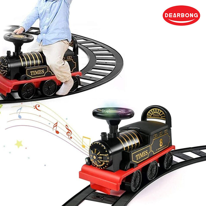 Kids Eelectric Ride On Train Toy Car With Track Toy 6 Wheels Extra Music 3-Color Light -2018C