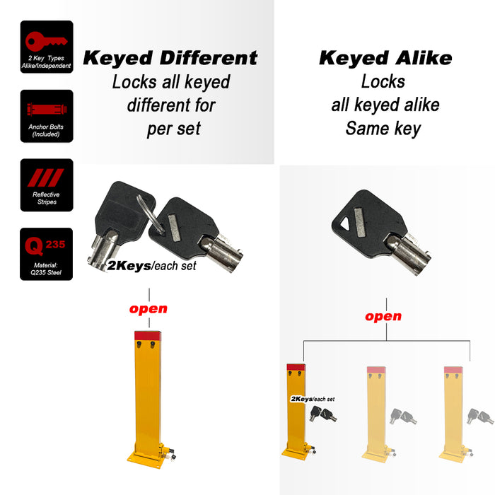 2Key Teyp Bollard Rectangle Fold Down Car Parking Lock 80cm Safety Barrier 2Key Trade Me