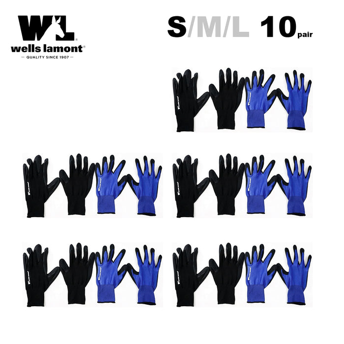 Wells lamont Foam Latex Dipped Work Gloves  Water Repellent 10 Pairs S/M/L