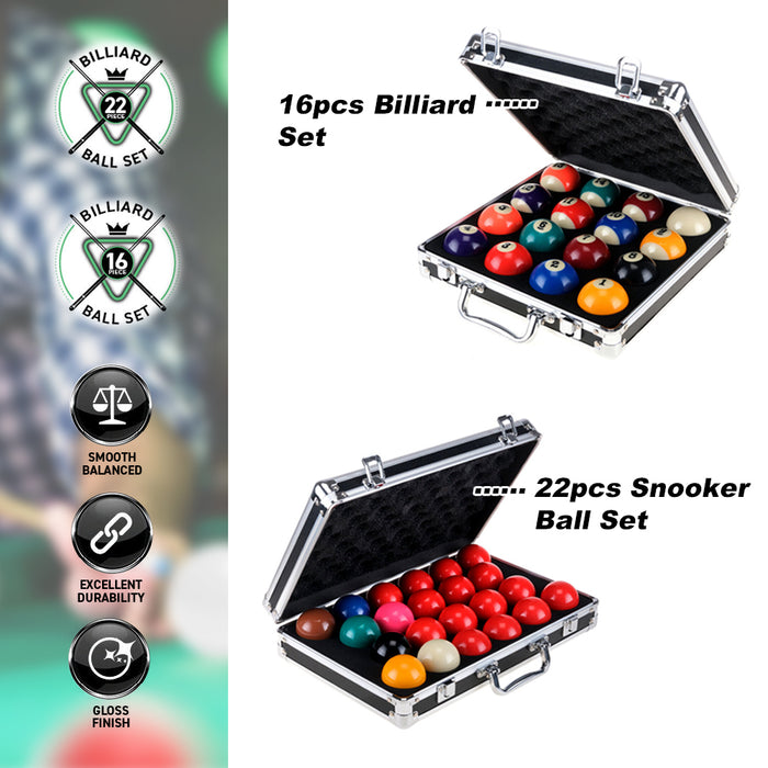 Billiard Pool / Snooker Ball Set 16/22pcs With Aluminium Carry Case Sports