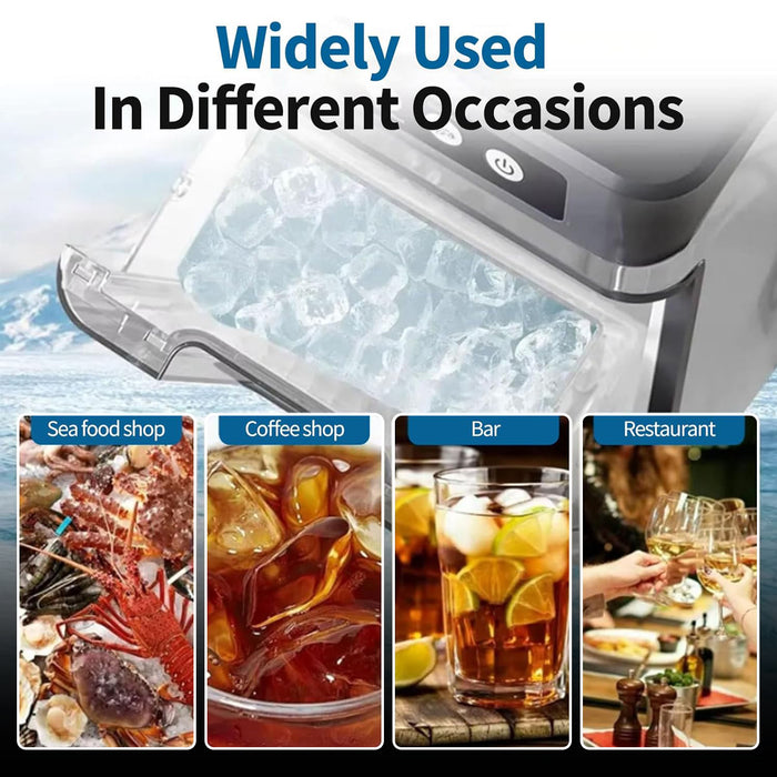 Mornest Crunchy Chewable Nugget Ice Maker with Water Tank, Soft Restaurant-Style Ice in 5 Min, 17kg/24hr, Front-Load Portable Ice Machine Fits Under Cabinets, One-Touch Self-Clean, Stainless Steel