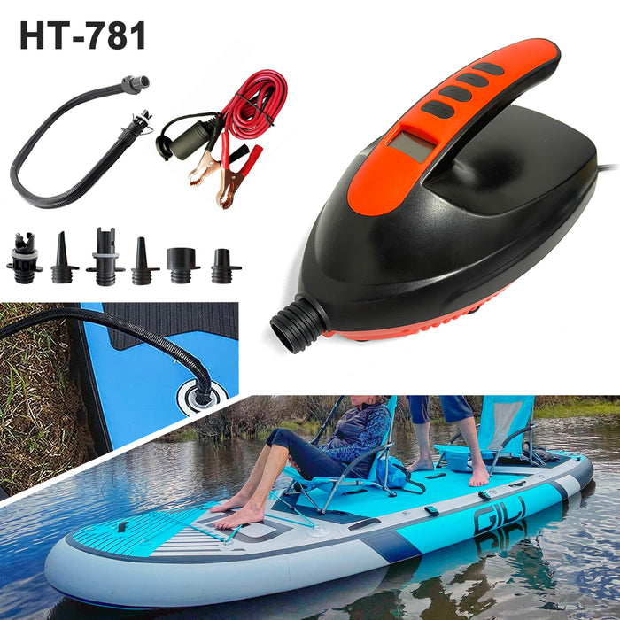 HT781 High Pressure SUP Electric Air Pump 12V DC Paddle Board 16 PSI Auto-Off