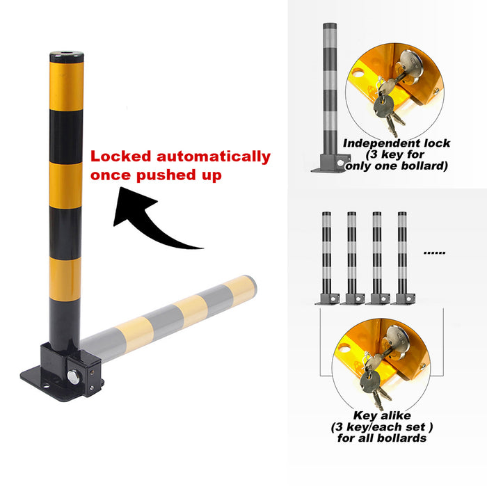 Black Parking Bollard locker Barrier Key Alike Or Independent Fold Down Vehicle