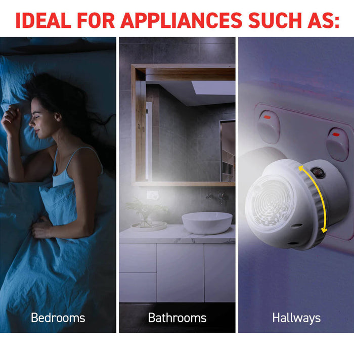 3X 360 Degree Swivel Night Light Auto Sensor Auto LED 240 V Plug In 6.5 x 5cm AU