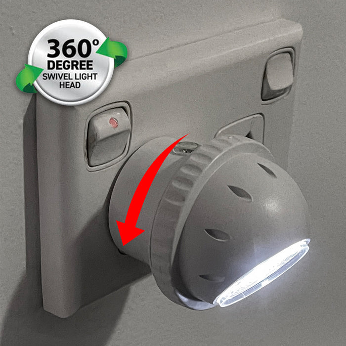 3X 360 Degree Swivel Night Light Auto Sensor Auto LED 240 V Plug In 6.5 x 5cm AU