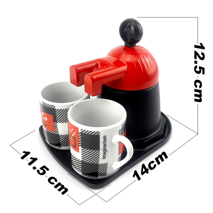Mornest Red Mini expresso 2 cups ceramics coffee maker set Moka Coffee Maker Italian Classic