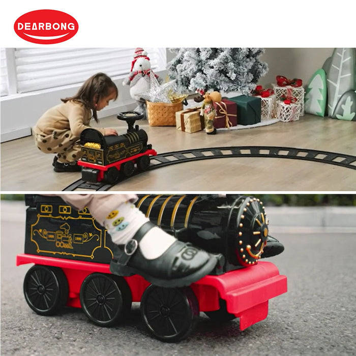 Kids Eelectric Ride On Train Toy Car With Track Toy 6 Wheels Extra Music 3-Color Light -2018C