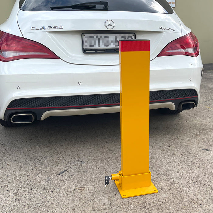 Keyed Alike Bollard Rectangle Fold Down Car Parking Lock Safety Barrier 80cm 2Key