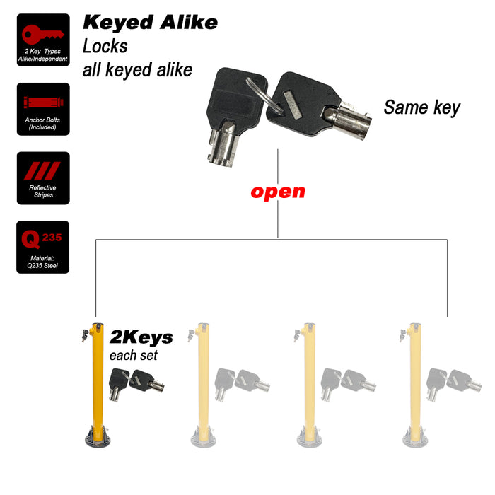 2Key Teyp Parking Bollard Locker Barrier 2 Side Fold-down Design Vehicle 2 Keys Trade Me