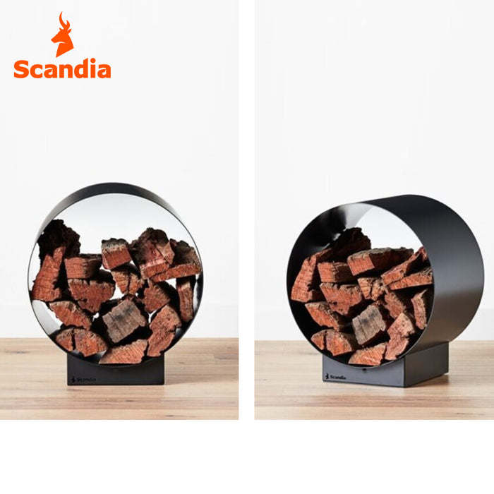 Scandia Wood Log Rack Storage Round Fireplace up to 40kg 45cm Firewood Holder