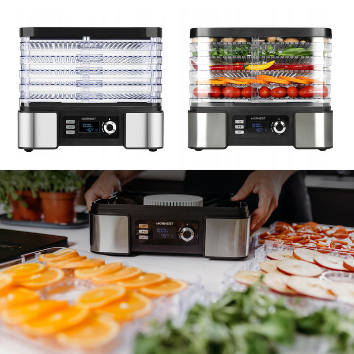 Mornest 5-Tray Food Dehydrator Machine, 400W Electric Food Dryer for Jerky, Fruits, Vegetables, Dog Treats, Herbs, Snacks - Adjustable Temperature & 24H Timer, LCD Display, Silicone Tongs Included