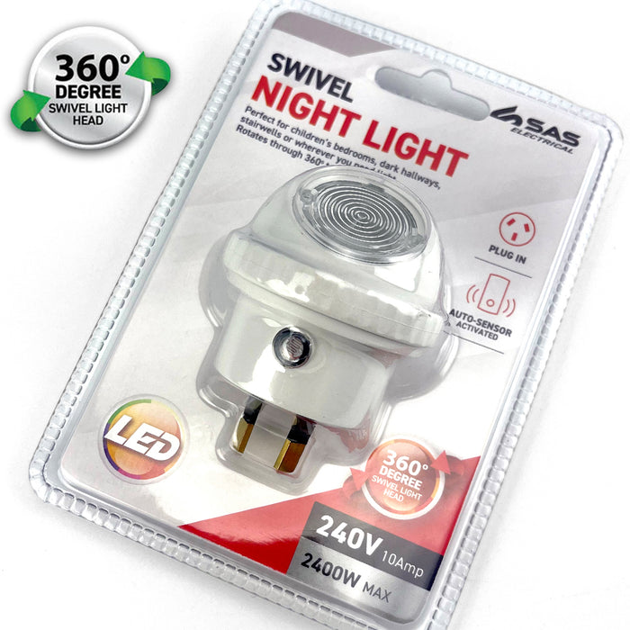 3X 360 Degree Swivel Night Light Auto Sensor Auto LED 240 V Plug In 6.5 x 5cm AU