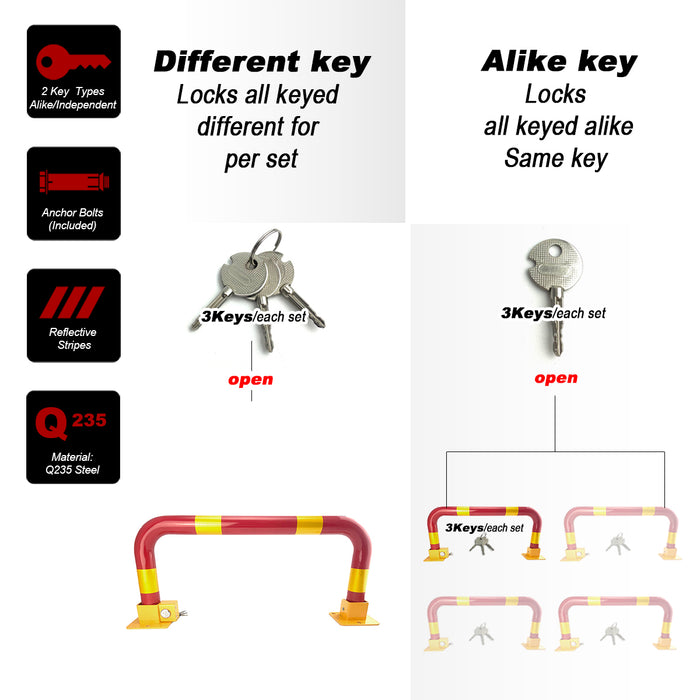 Arch Parking Barrier Fold Down Vehicle Security Locker Keyed Different Or Alike